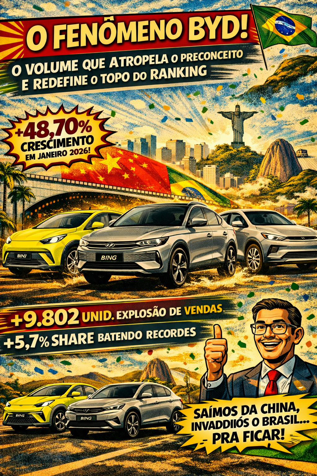 O Fenômeno BYD: O Volume que Atropela o Preconceito e Redefine o Topo do Ranking