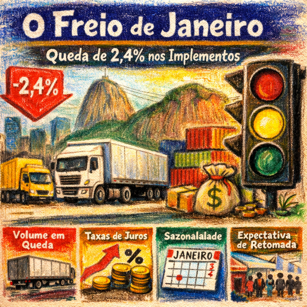 O Freio de Janeiro: A queda de 2,4% nos implementos e o sinal amarelo para a logística