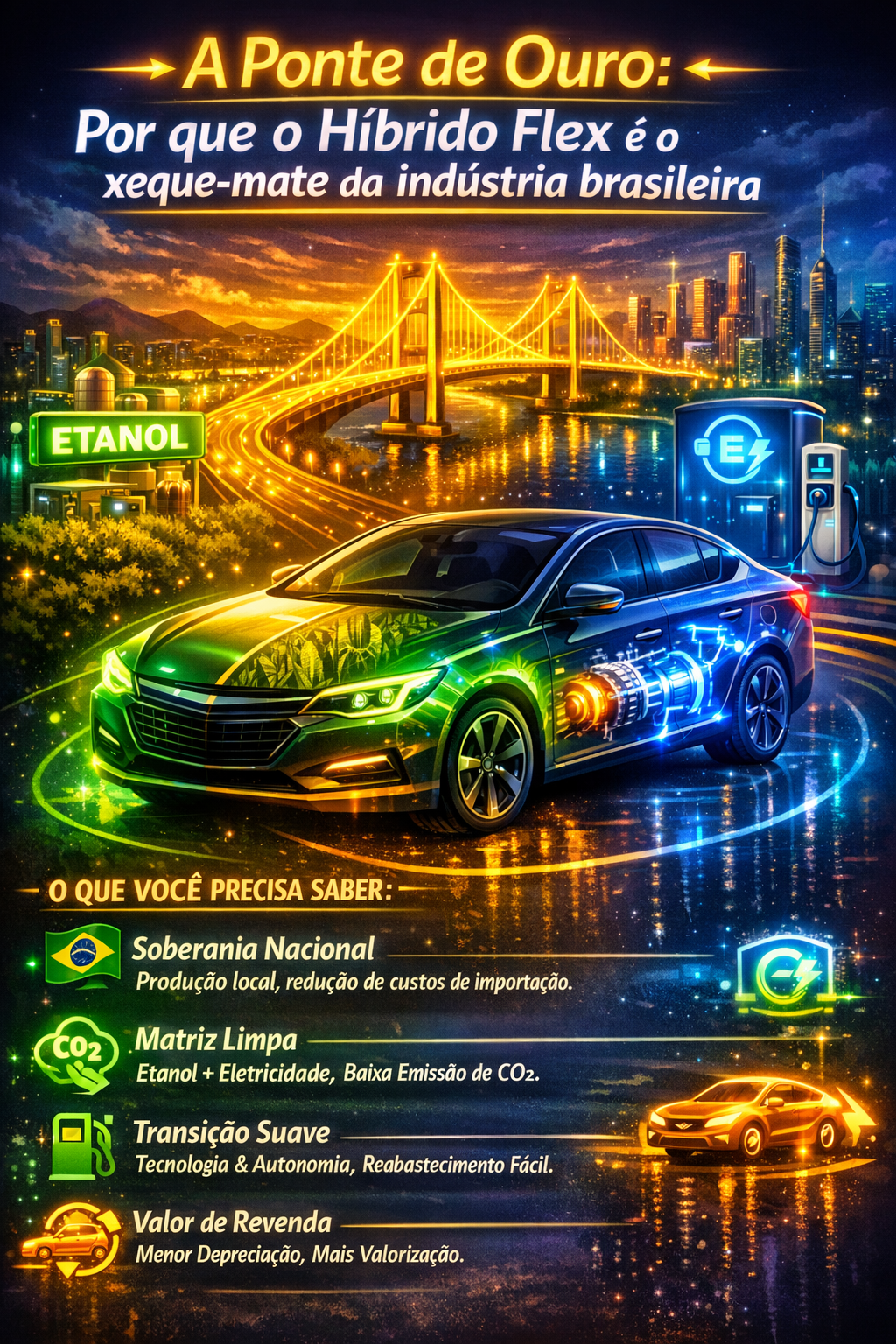A Ponte de Ouro: Por que o Híbrido Flex é o xeque-mate da indústria brasileira