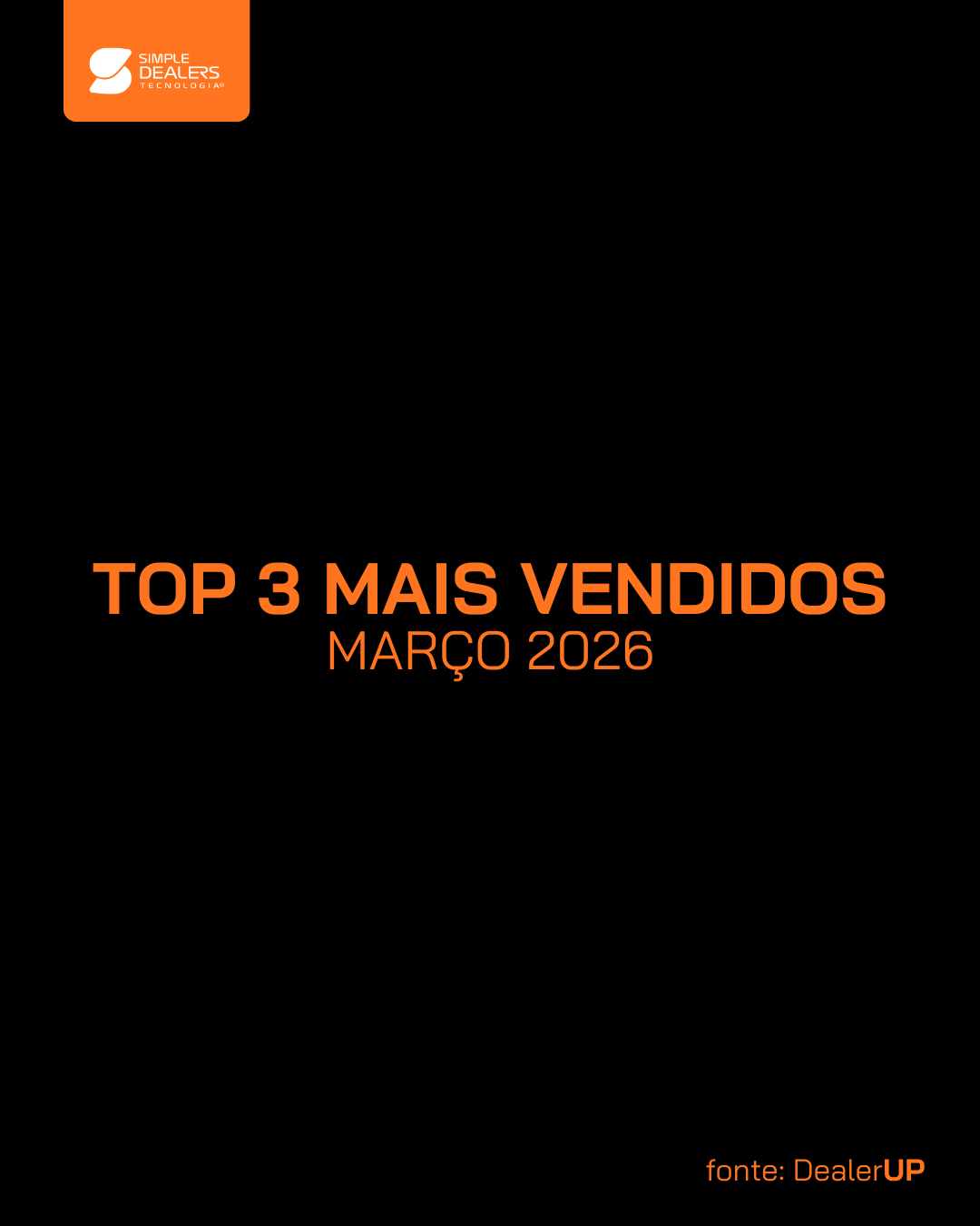 Os 3 Carros Mais Vendidos de Março de 2026